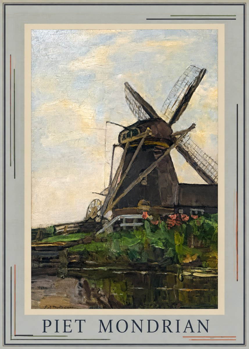 Piet Mondrian Windmill by the Water I No1 - Poszter