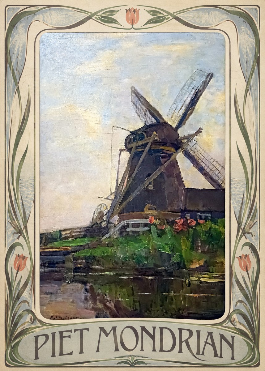 Piet Mondrian Windmill by the Water I No3 - Poszter