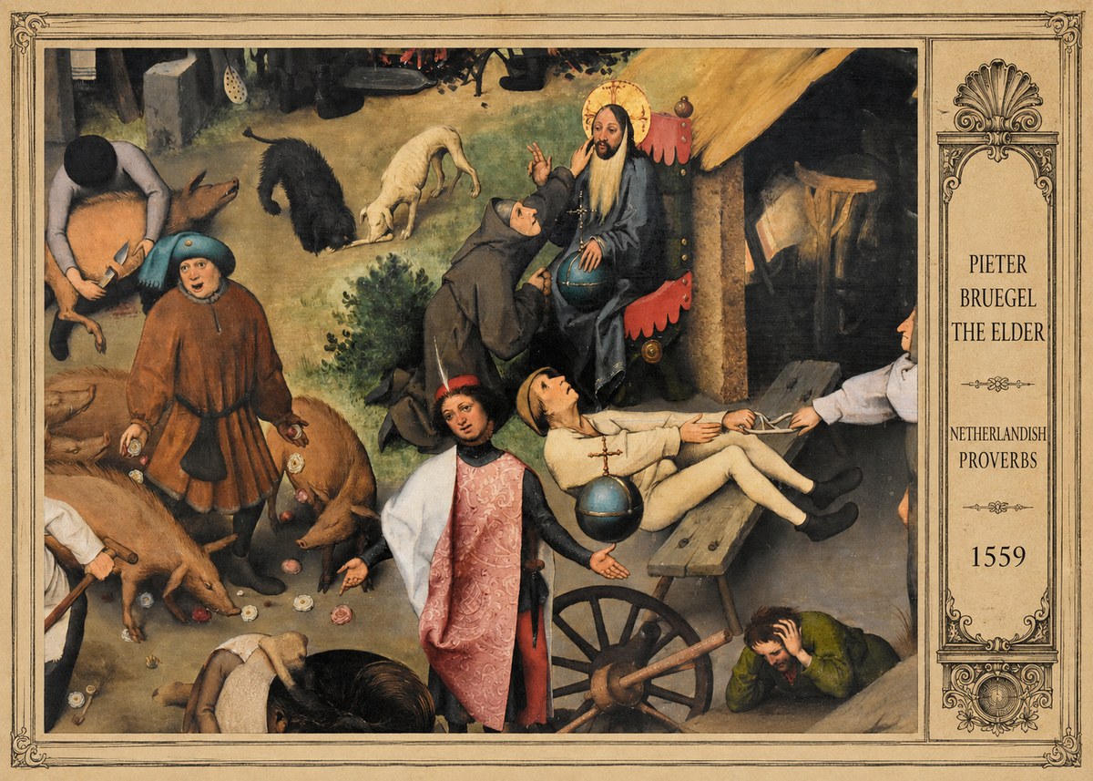 Pieter Bruegel Netherlandish Proverbs IV No3 - Poszter