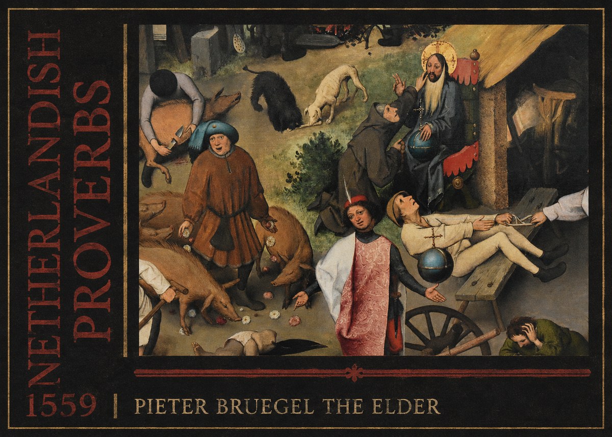 Pieter Bruegel Netherlandish Proverbs IV No4 - Poszter
