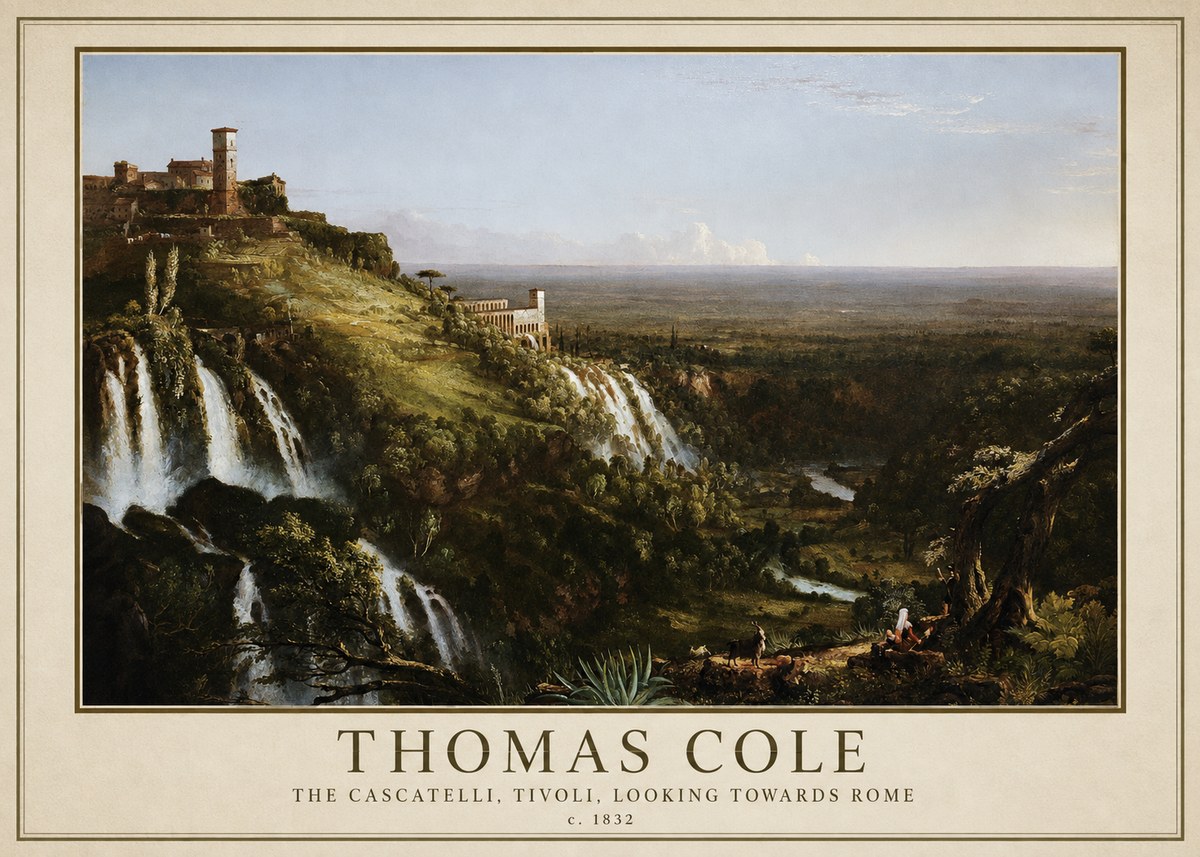 Thomas Cole The Cascatelli, Tivoli, Looking Towards Rome No5 - Poszter