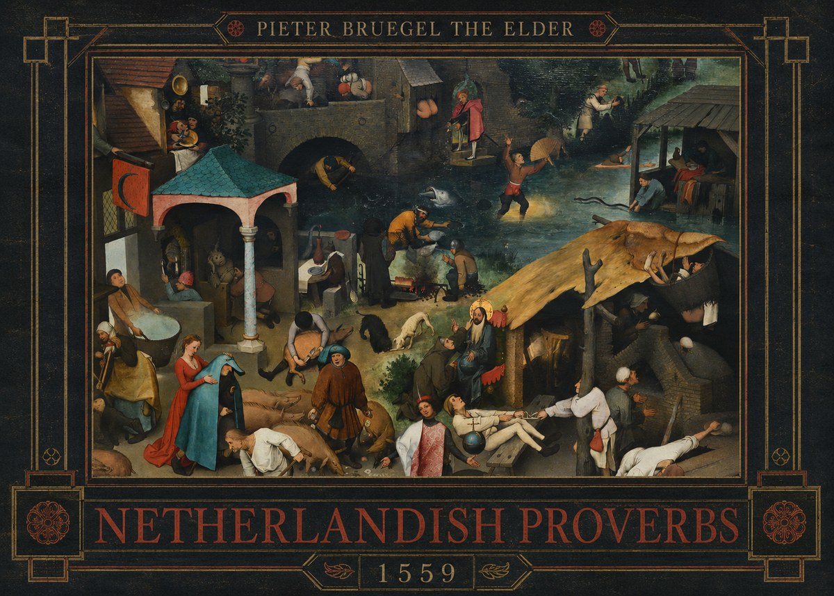 Pieter Bruegel Netherlandish Proverbs V No4 - Poszter