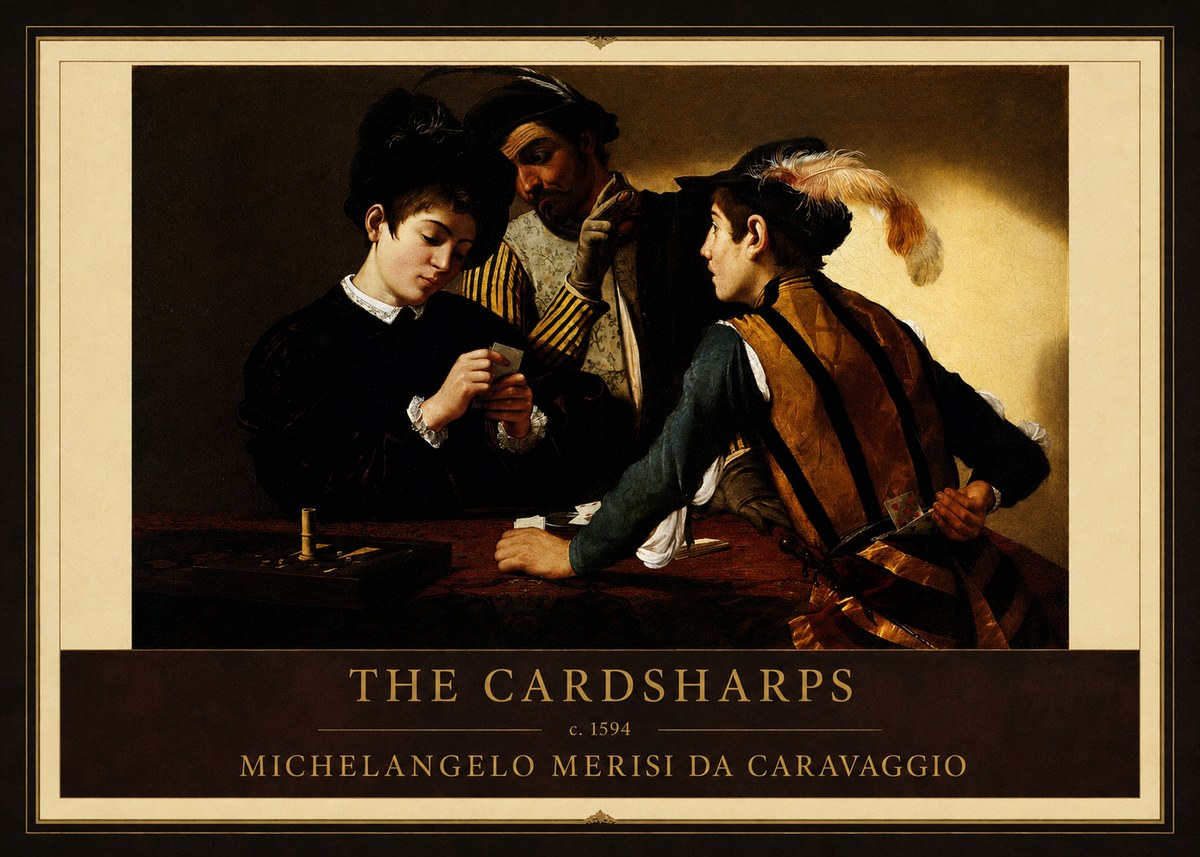 Michelangelo Merisi da Caravaggio The Cardsharps II No1 - Poszter