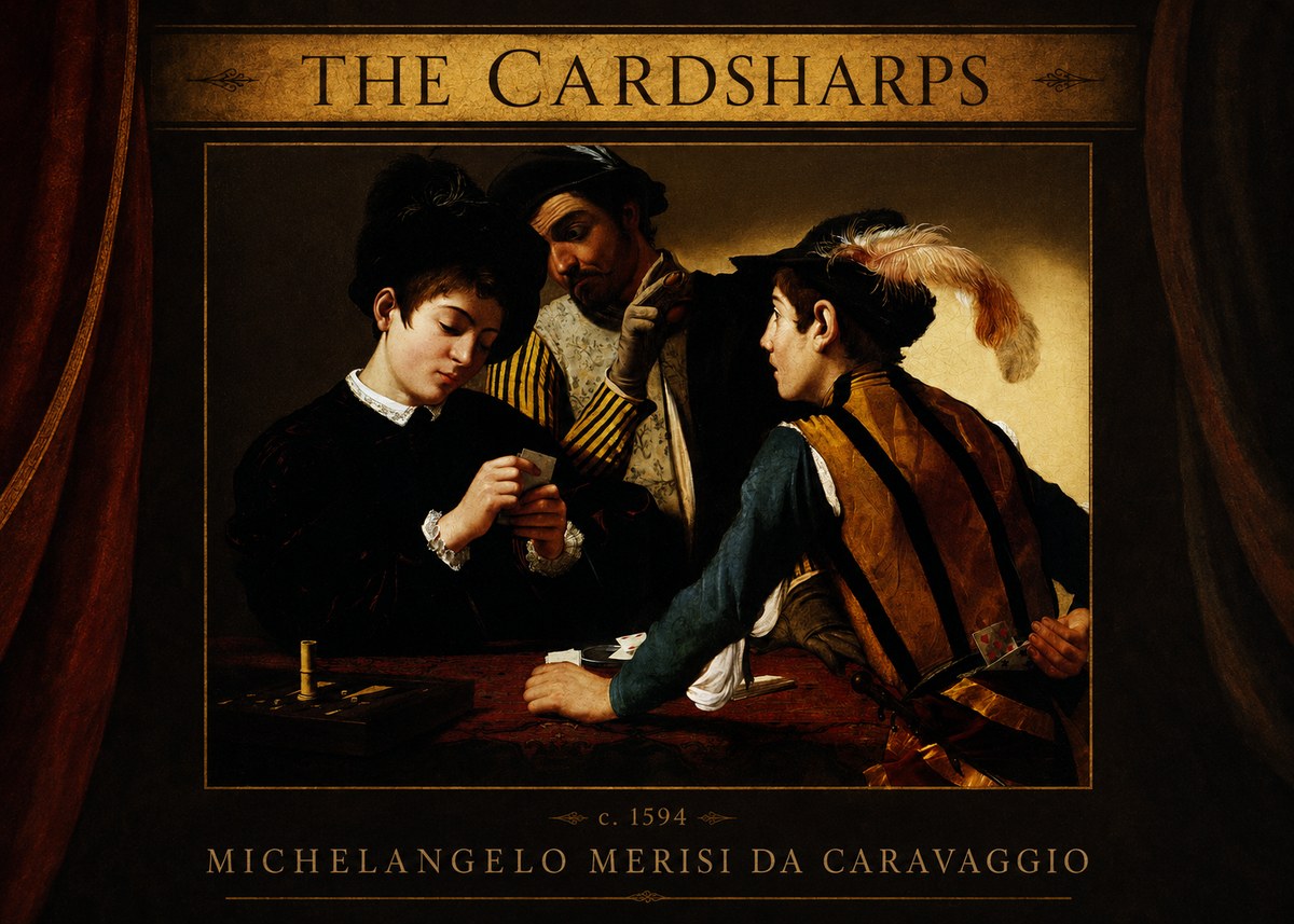 Michelangelo Merisi da Caravaggio The Cardsharps II No3 - Poszter
