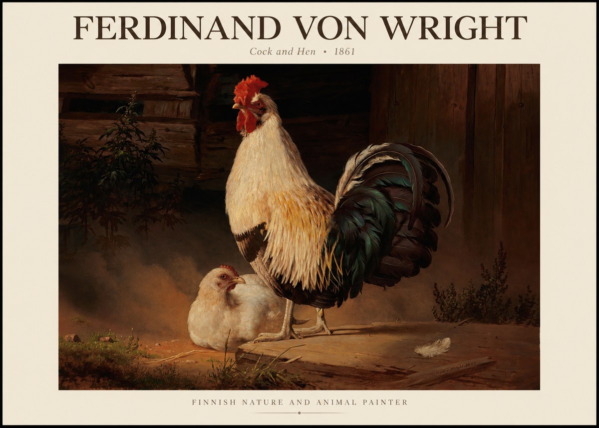 Ferdinand von Wright Cock and Hen No1 - Poszter