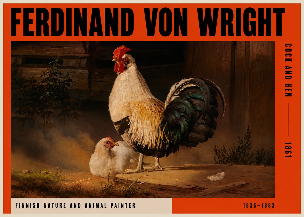 Ferdinand von Wright Cock and Hen No2 - Poszter