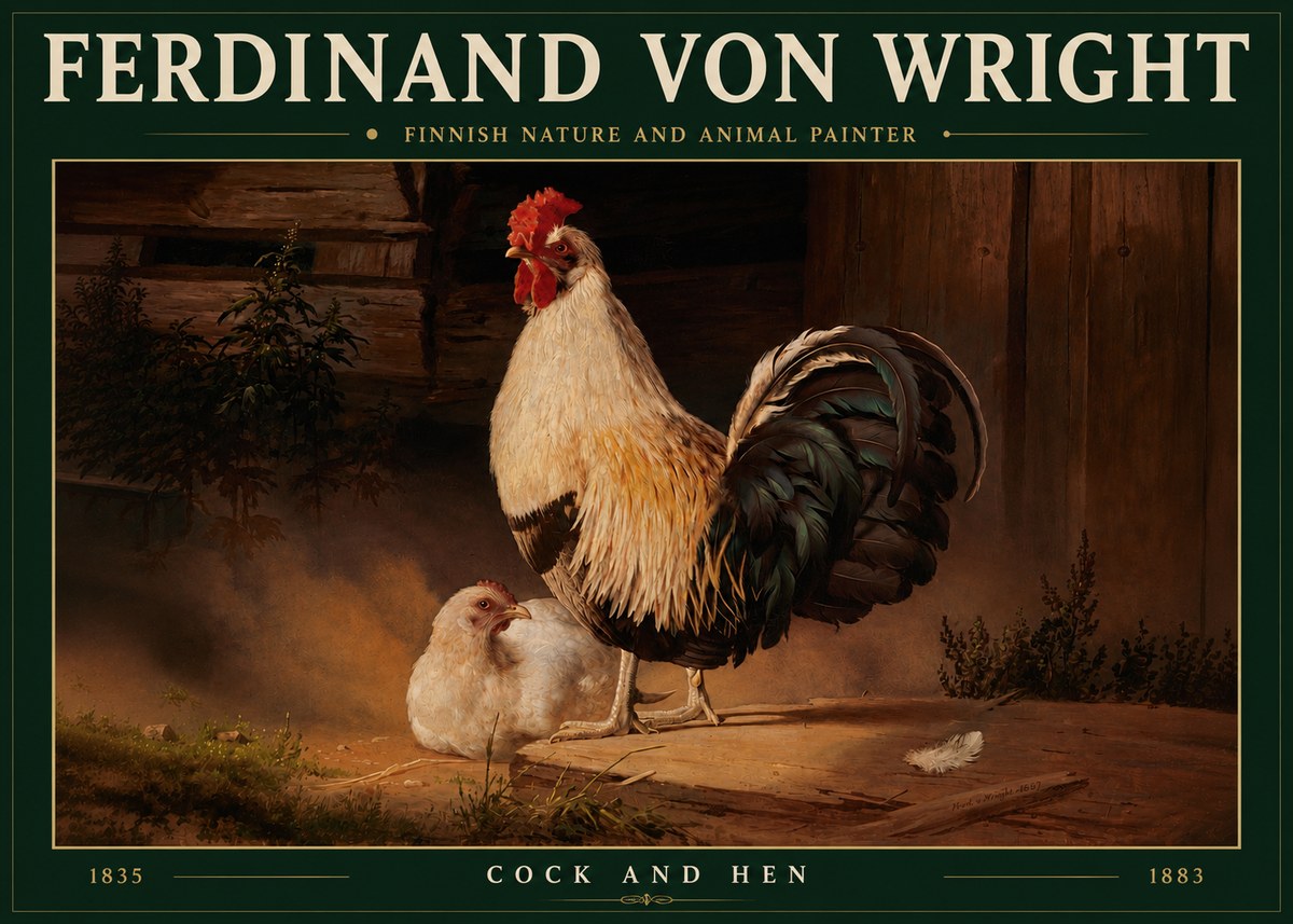 Ferdinand von Wright Cock and Hen No3 - Poszter
