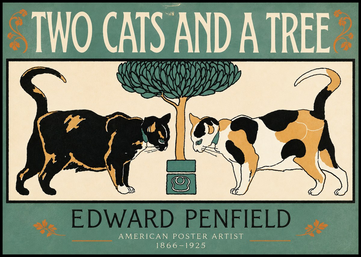 Edward Penfield Two Cats and a Tree No3 - Poszter