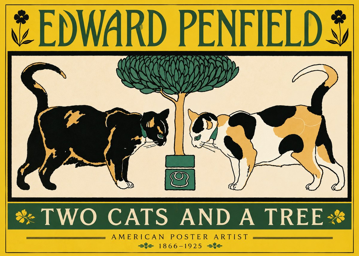 Edward Penfield Two Cats and a Tree No4 - Poszter