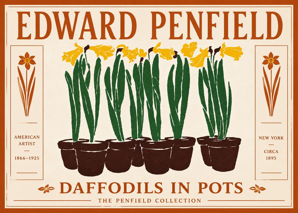 Edward Penfield Daffodils in Pots No5 - Poszter
