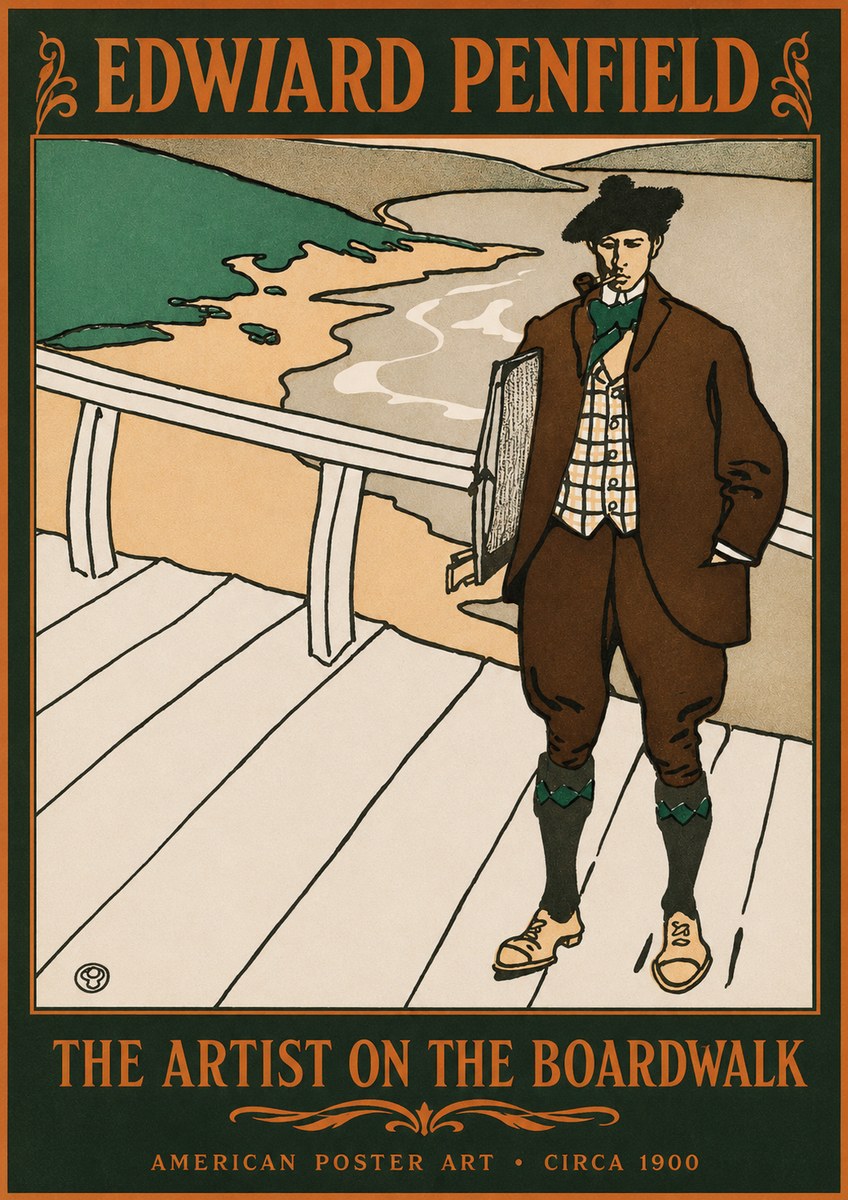 Edward Penfield The Artist on the Boardwalk No2 - Poszter