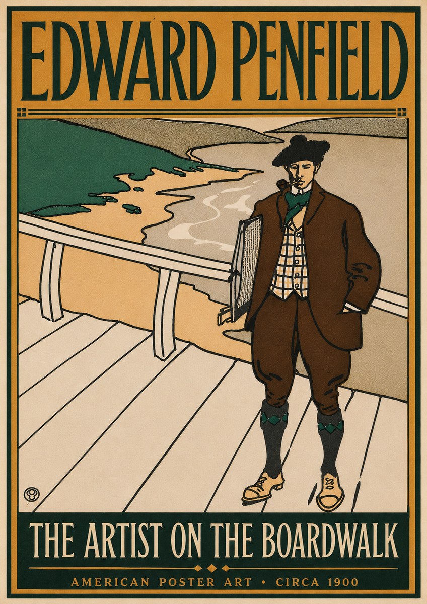 Edward Penfield The Artist on the Boardwalk No6 - Poszter