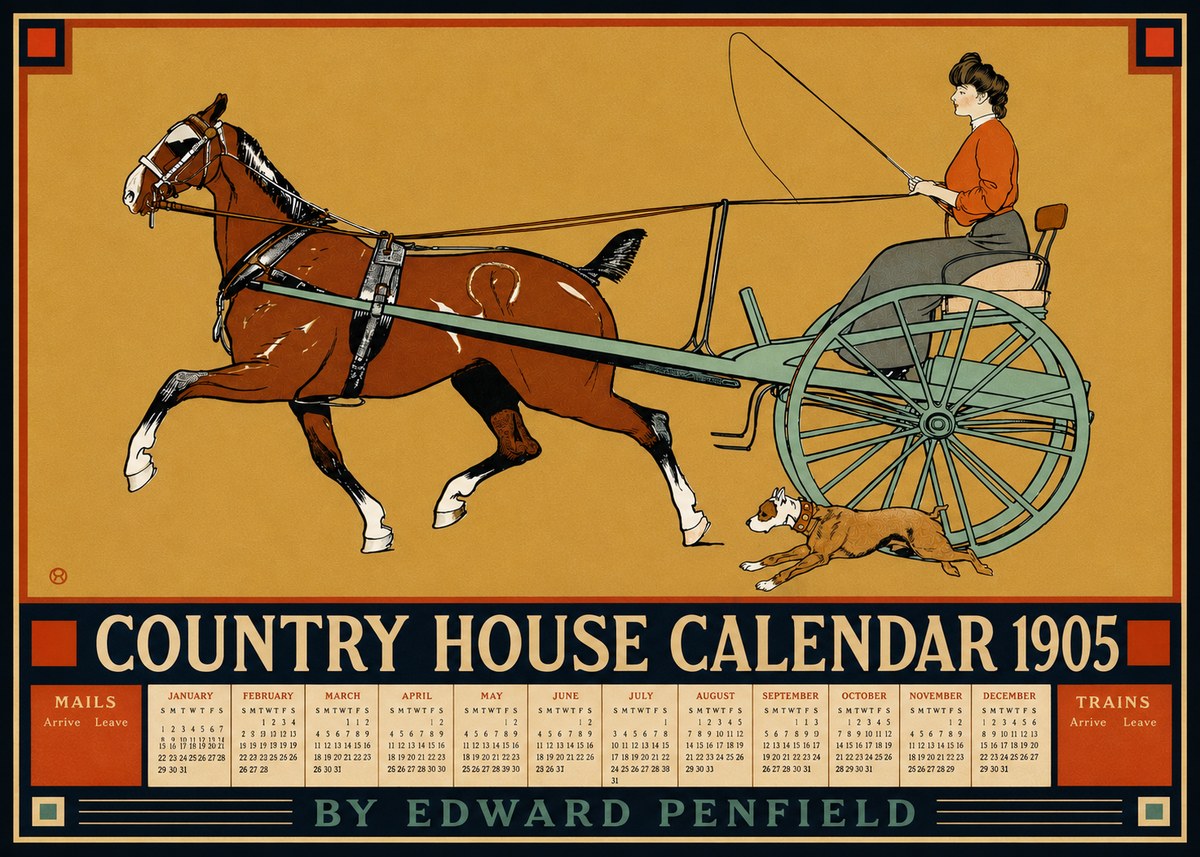 Edward Penfield Country House Calendar 1905 No4 - Poszter