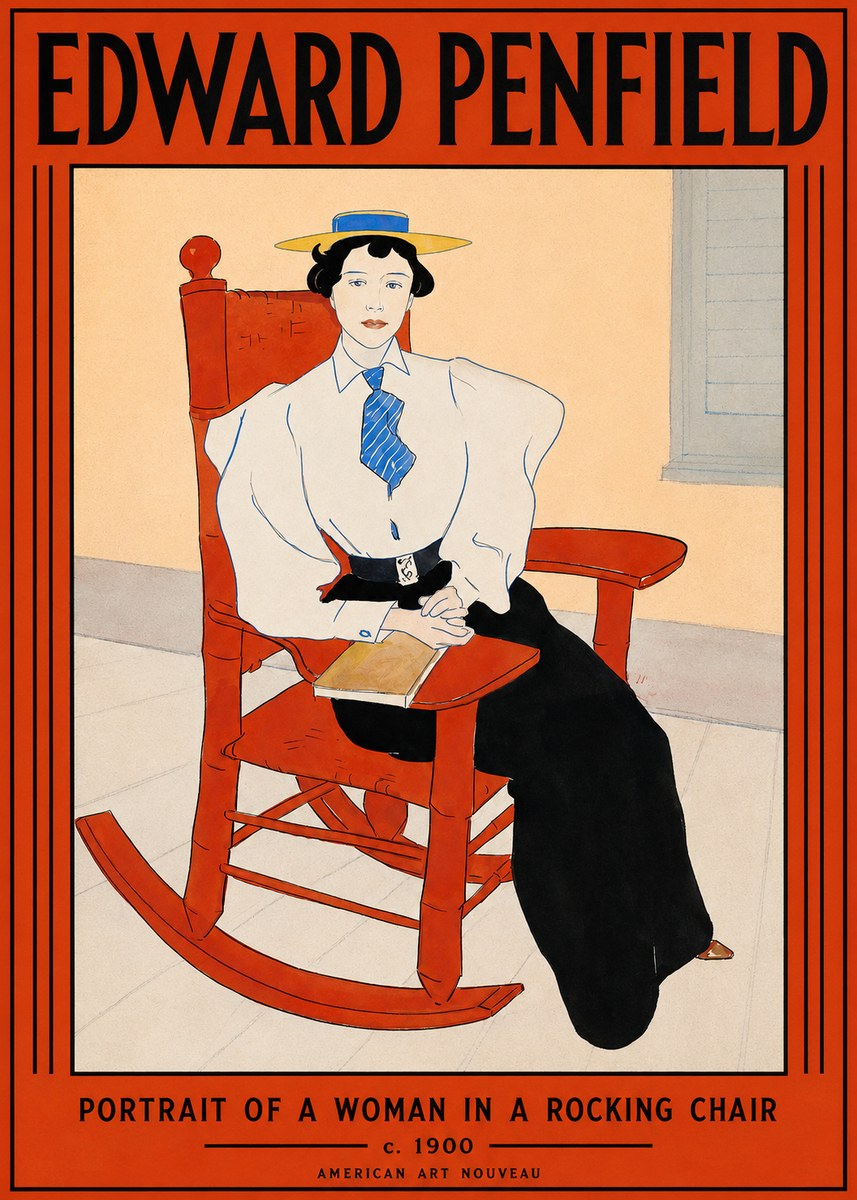 Edward Penfield Portrait of a Woman in a Rocking Chair No2 - Poszter