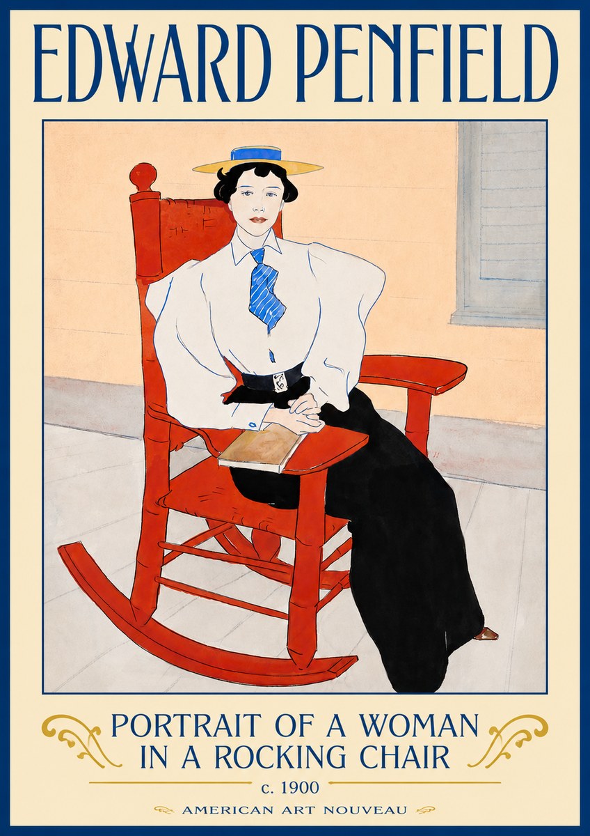 Edward Penfield Portrait of a Woman in a Rocking Chair No3 - Poszter