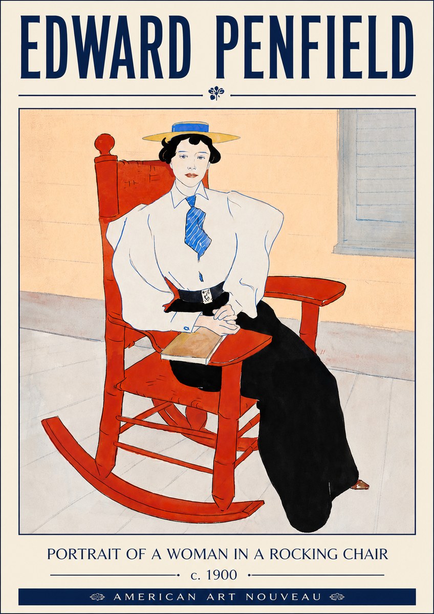Edward Penfield Portrait of a Woman in a Rocking Chair No4 - Poszter