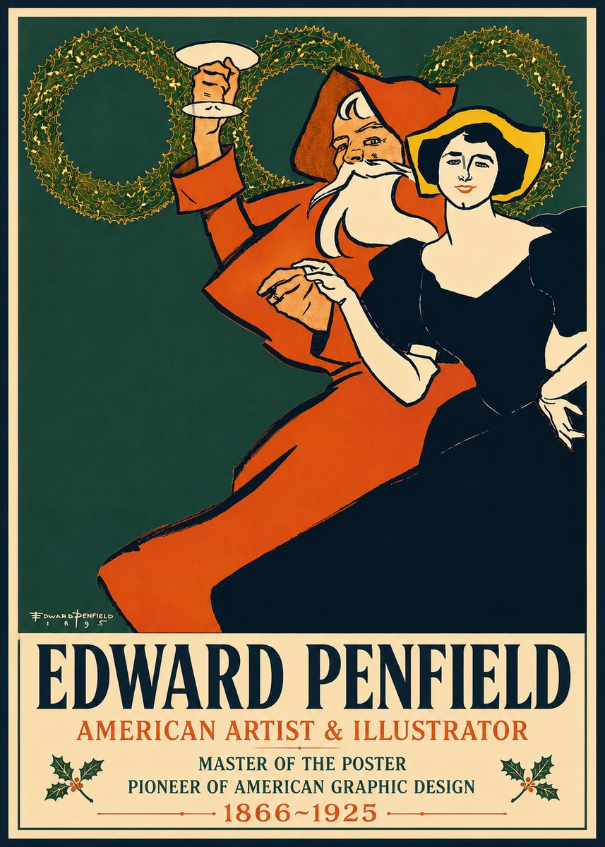 Edward Penfield Christmas. Cheer No5 - Poszter