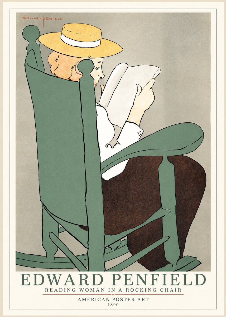 Edward Penfield Reading Woman in a Rocking Chair No1 - Poszter