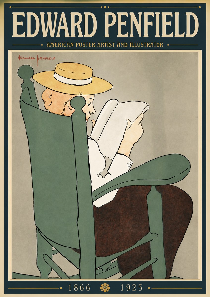 Edward Penfield Reading Woman in a Rocking Chair No4 - Poszter