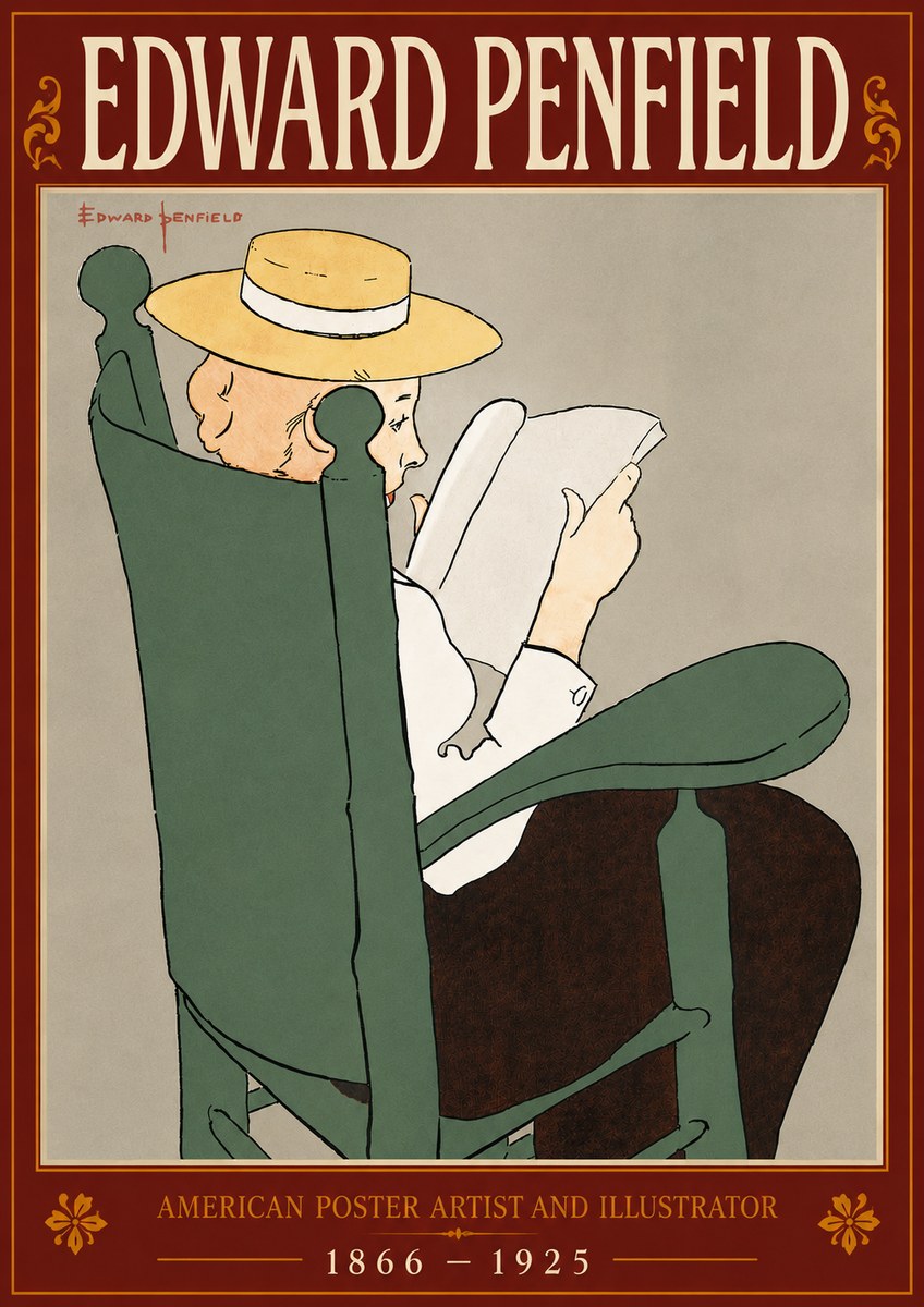 Edward Penfield Reading Woman in a Rocking Chair No6 - Poszter
