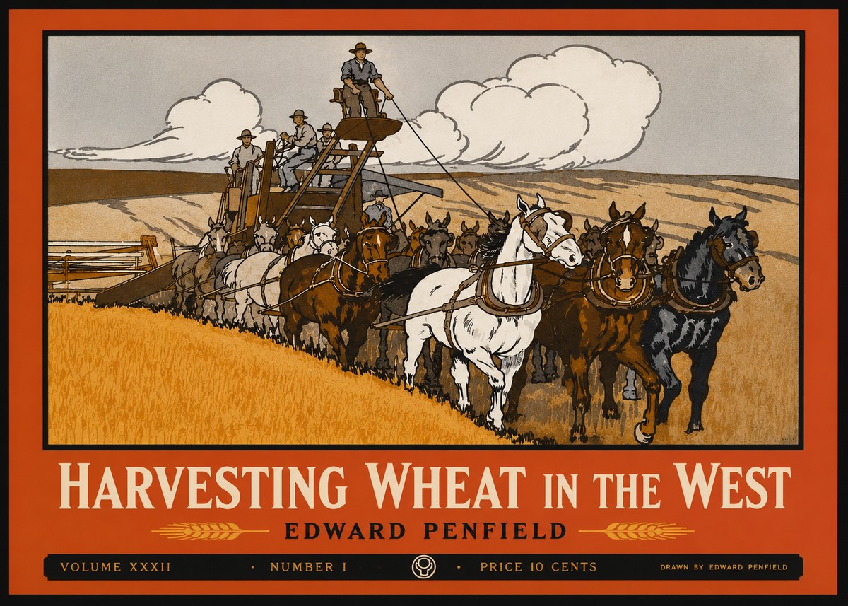 Edward Penfield Harvesting Wheat in the West No2 - Poszter