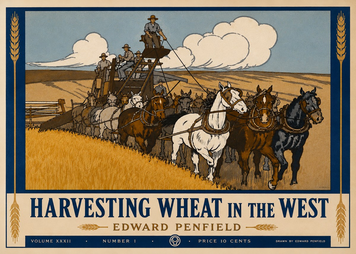 Edward Penfield Harvesting Wheat in the West No3 - Poszter