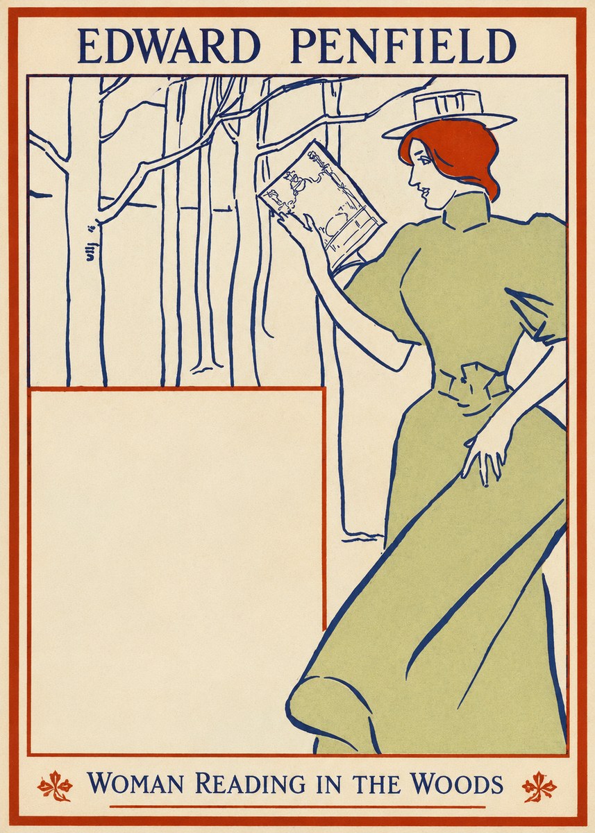 Edward Penfield Woman Reading in the Woods No1 - Poszter