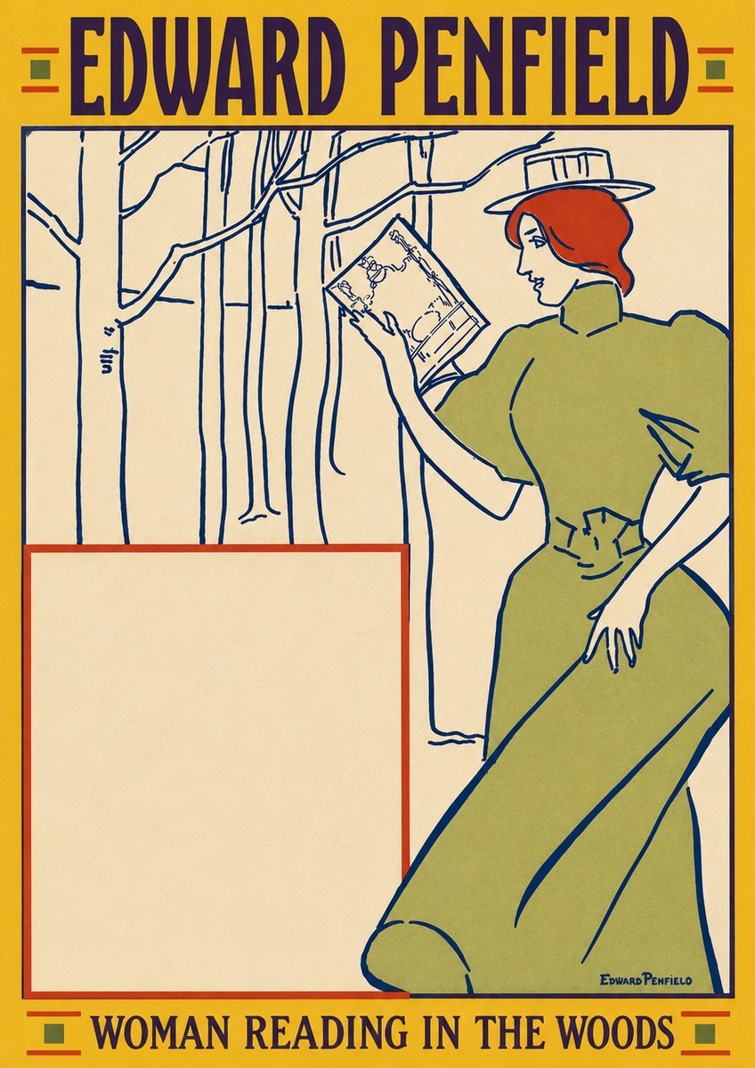 Edward Penfield Woman Reading in the Woods No3 - Poszter