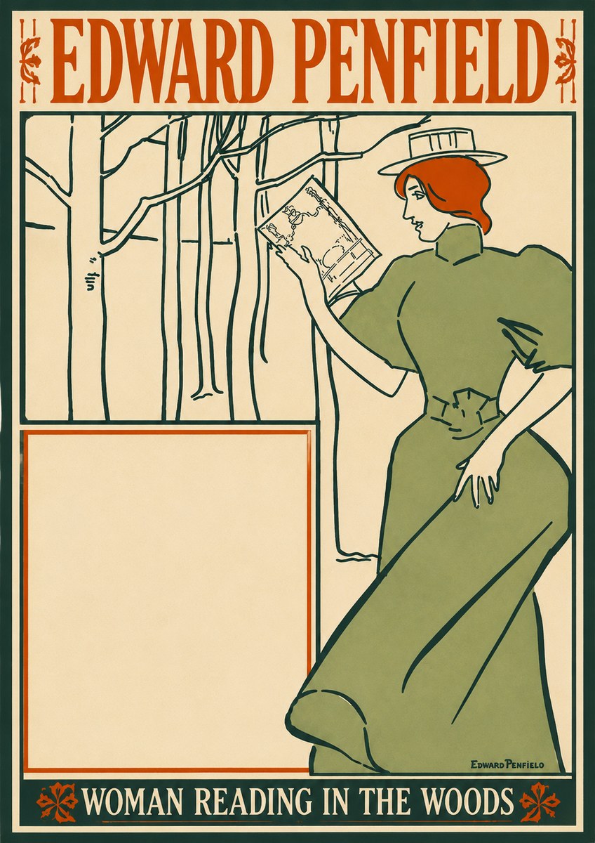 Edward Penfield Woman Reading in the Woods No4 - Poszter