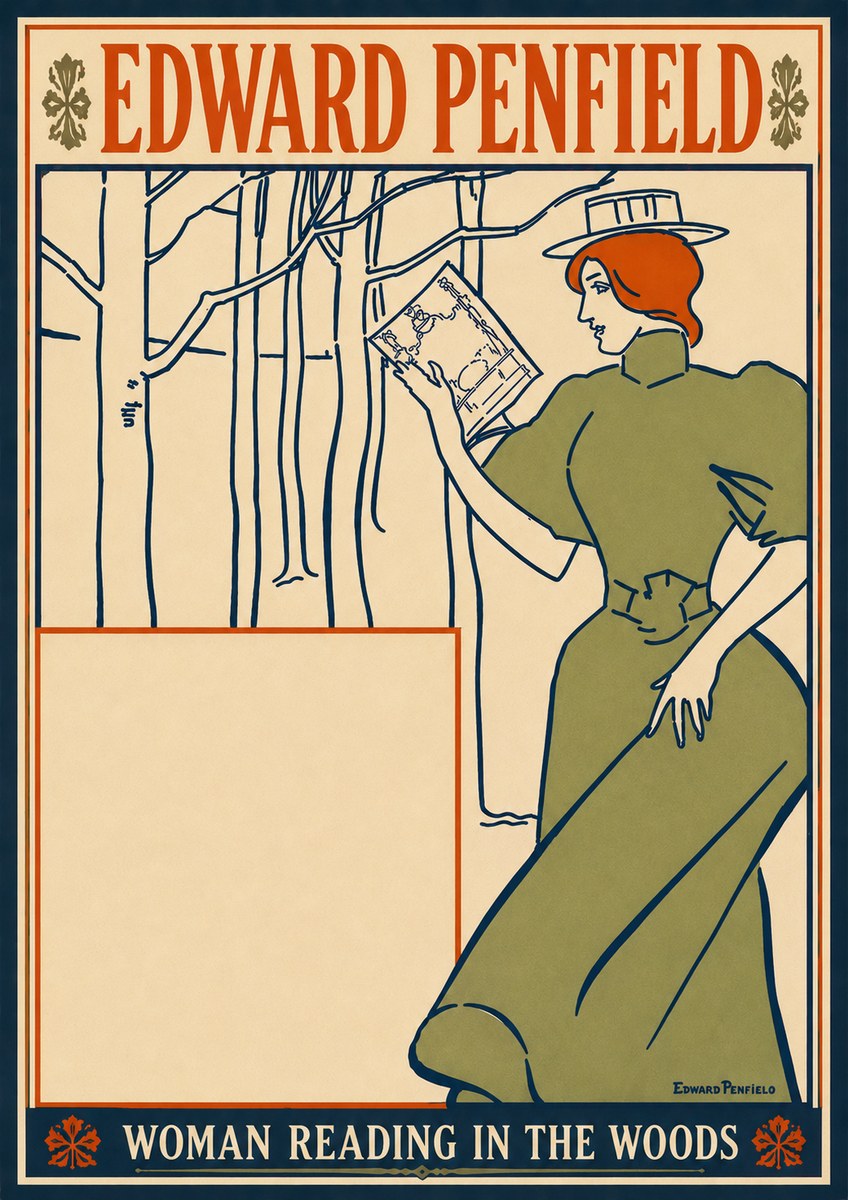 Edward Penfield Woman Reading in the Woods No6 - Poszter