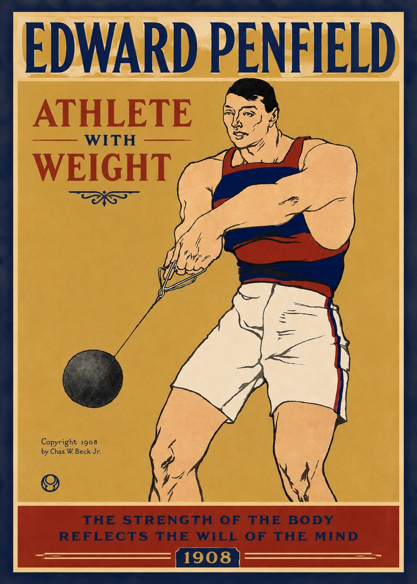 Edward Penfield Athlete with Weight No3 - Poszter
