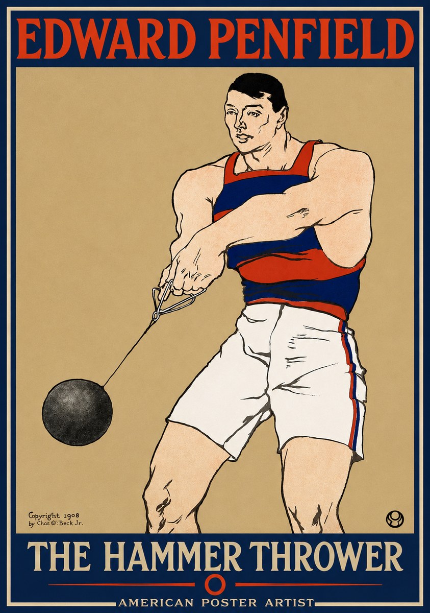 Edward Penfield Athlete with Weight No5 - Poszter