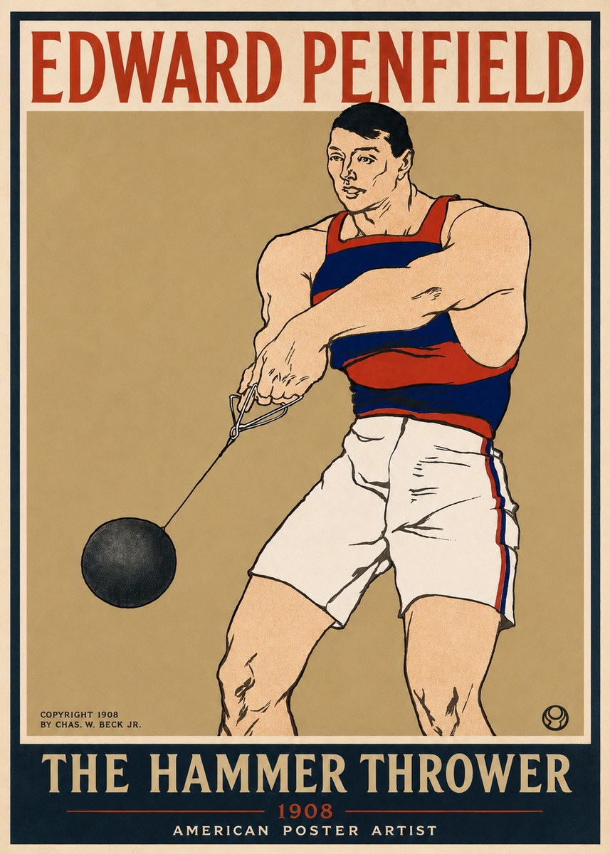 Edward Penfield Athlete with Weight No6 - Poszter