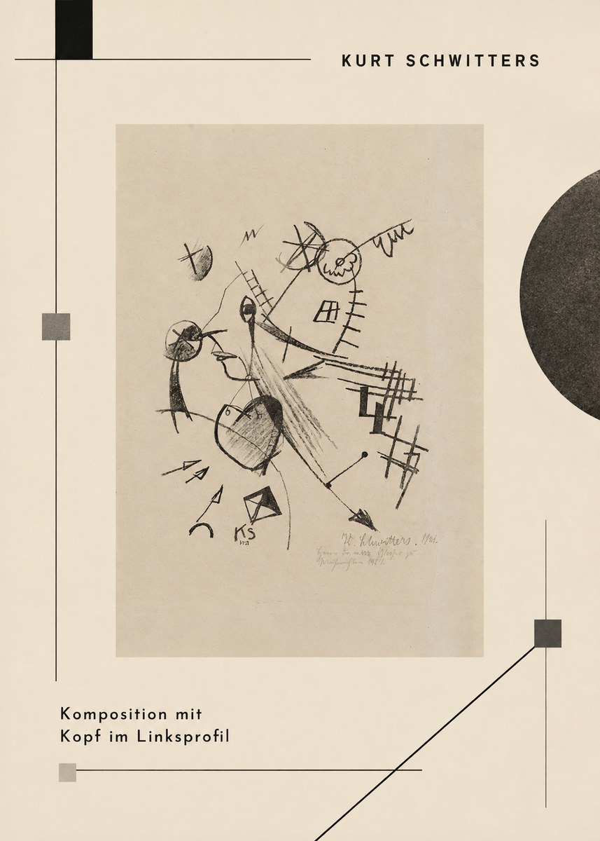 Kurt Schwitters Komposition Mit Kopf Im Linksprofil No2 - Poszter