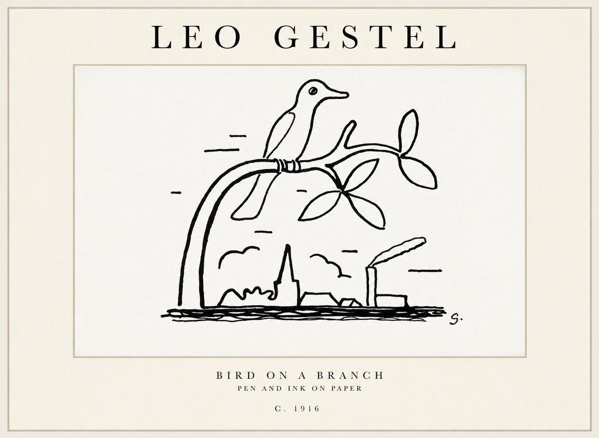 Leo Gestel Bird on a Branch No2 - Poszter