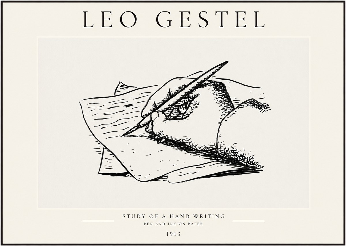 Leo Gestel Study of a Hand Writing No1 - Poszter