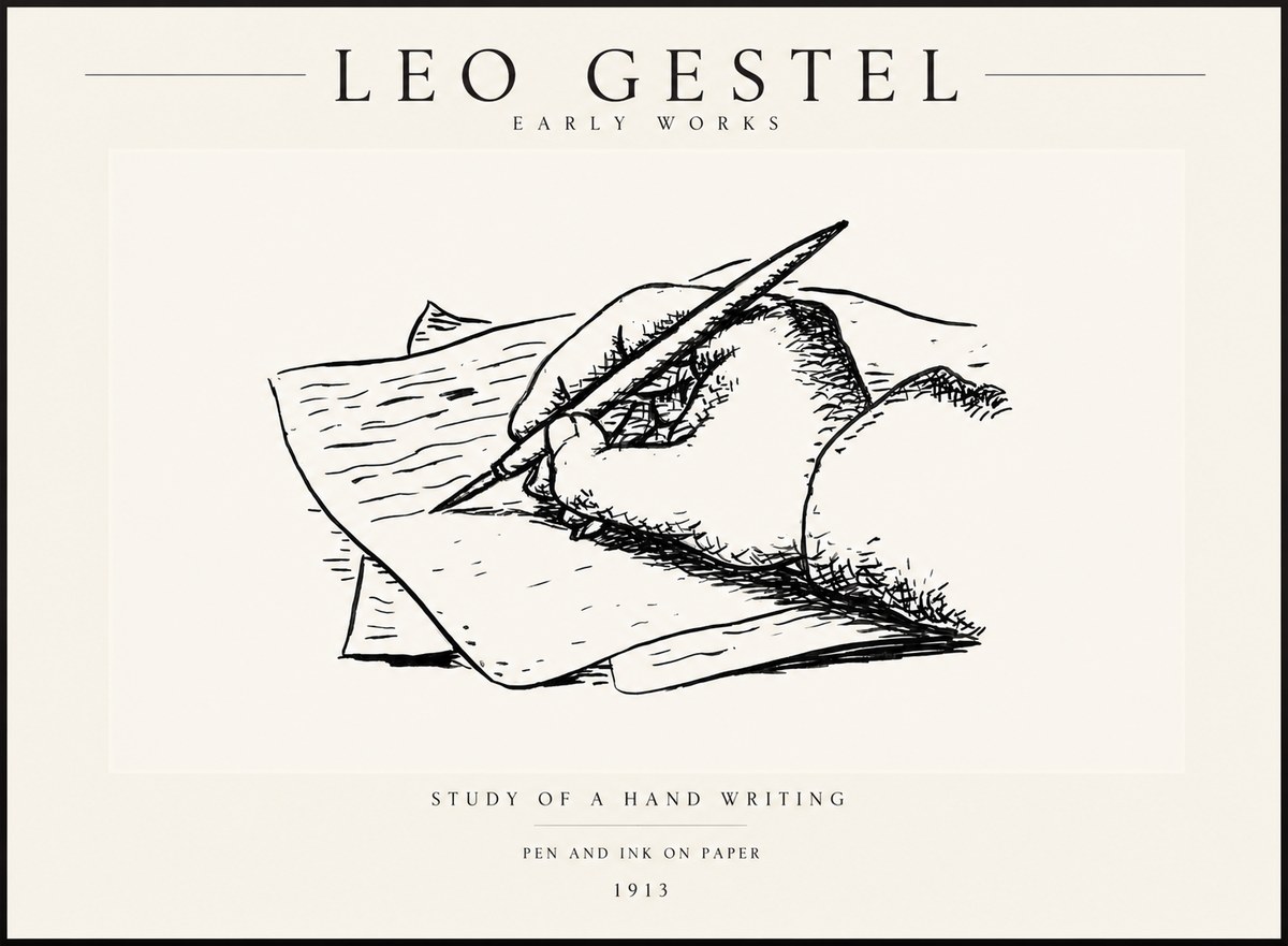 Leo Gestel Study of a Hand Writing No3 - Poszter