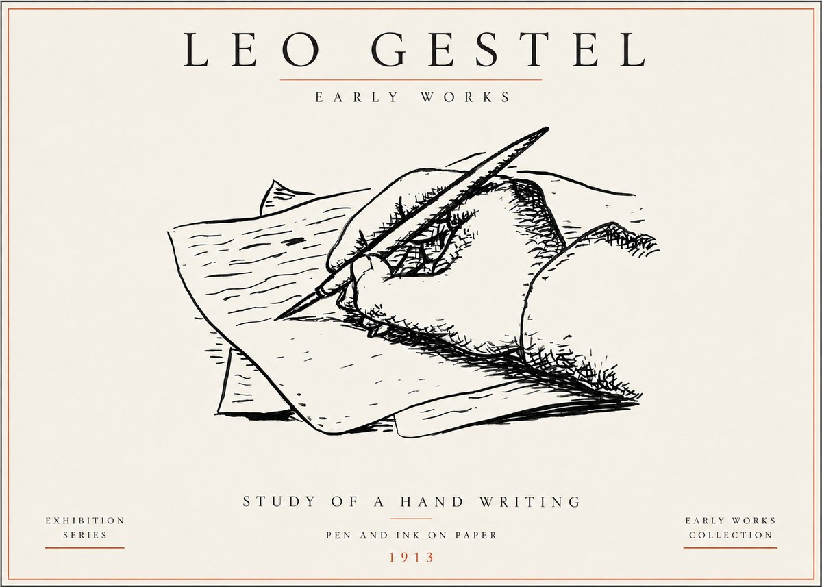 Leo Gestel Study of a Hand Writing No5 - Poszter