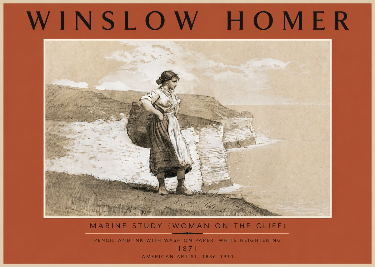 Winslow Homer Marine Study (Woman on the Cliff) No5 - Poszter