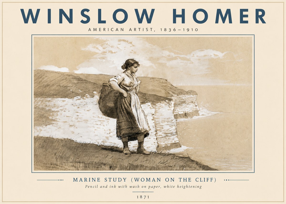 Winslow Homer Marine Study (Woman on the Cliff) No6 - Poszter
