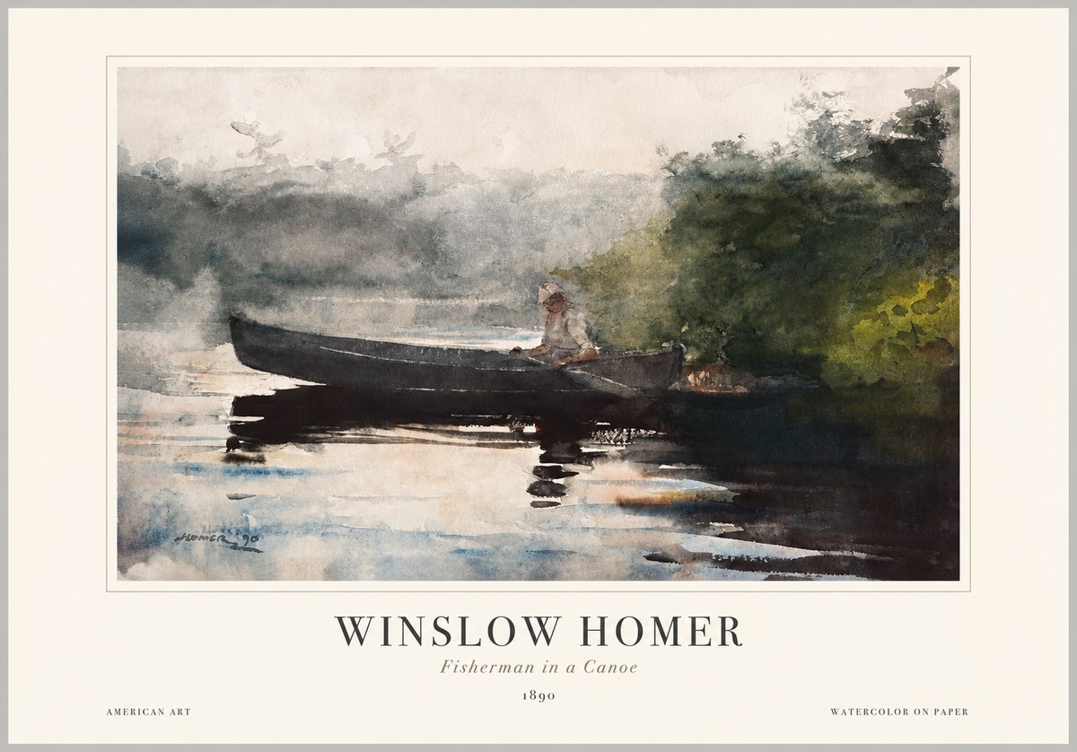 Winslow Homer Fisherman in a Canoe No1 - Poszter