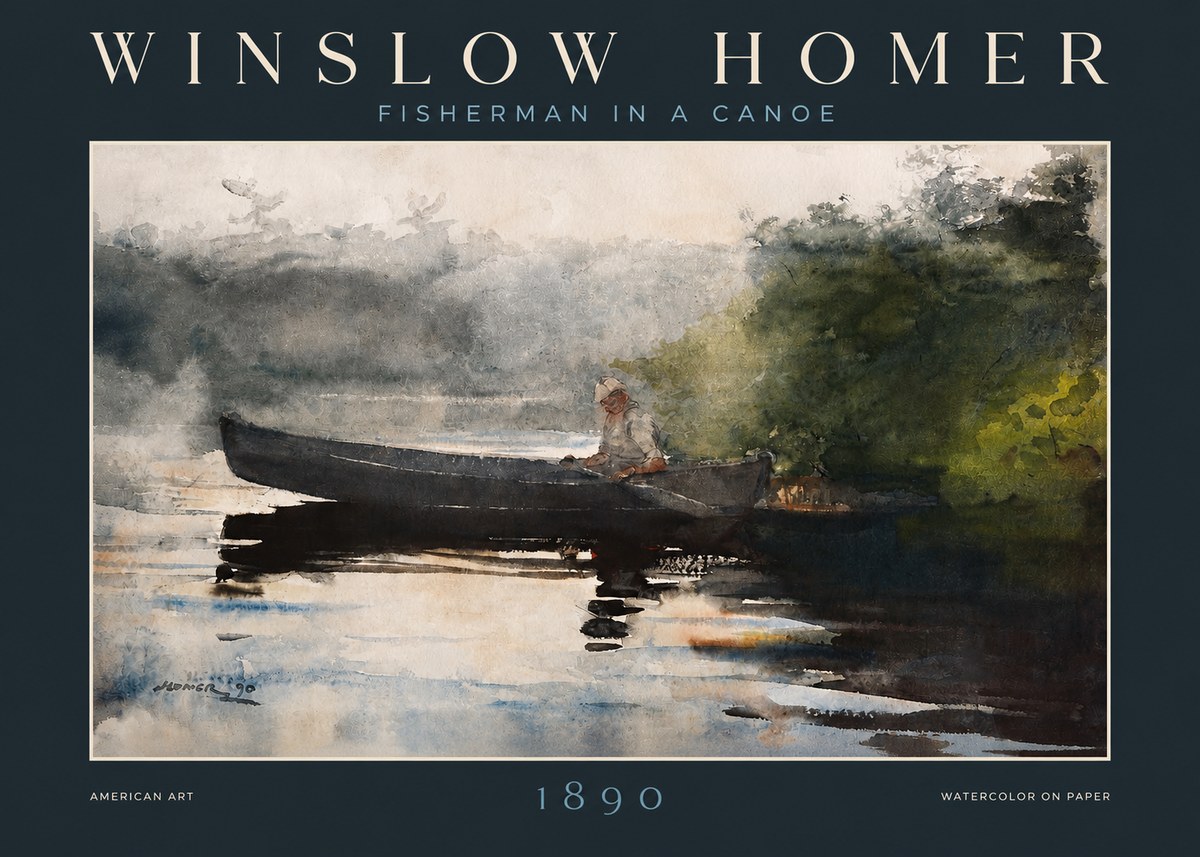Winslow Homer Fisherman in a Canoe No2 - Poszter