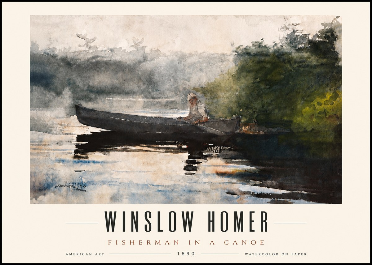 Winslow Homer Fisherman in a Canoe No5 - Poszter