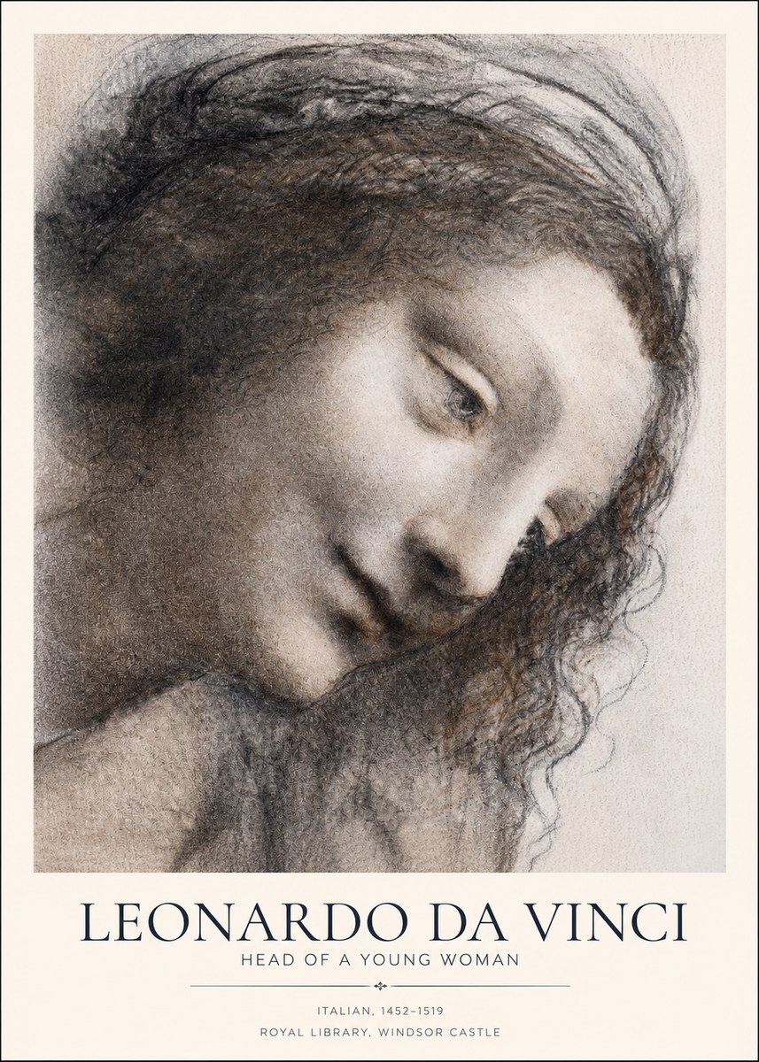 Leonardo da Vinci Head of a Young Woman I No1 - Poszter