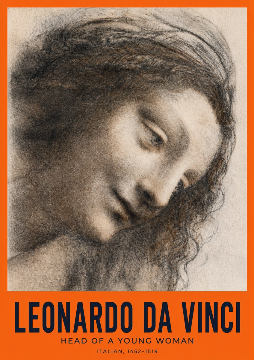 Leonardo da Vinci Head of a Young Woman I No2 - Poszter