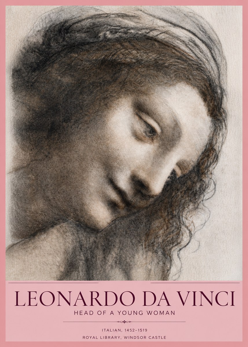 Leonardo da Vinci Head of a Young Woman I No3 - Poszter