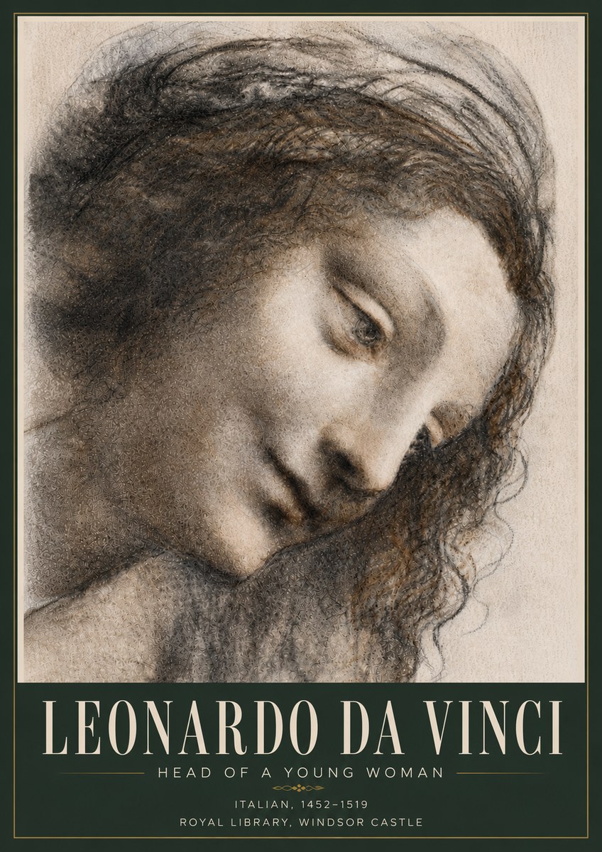 Leonardo da Vinci Head of a Young Woman I No5 - Poszter