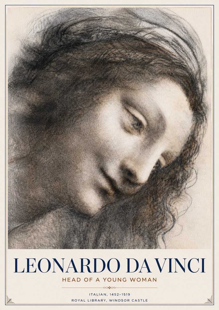 Leonardo da Vinci Head of a Young Woman I No6 - Poszter
