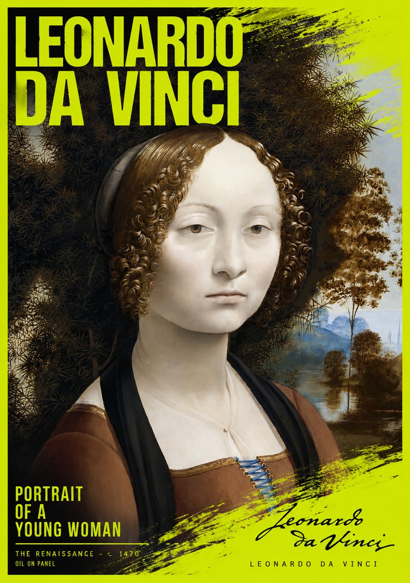 Leonardo da Vinci Portrait of a Young Woman I No2 - Poszter