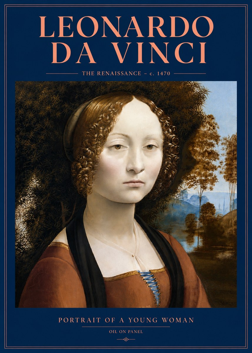 Leonardo da Vinci Portrait of a Young Woman I No3 - Poszter